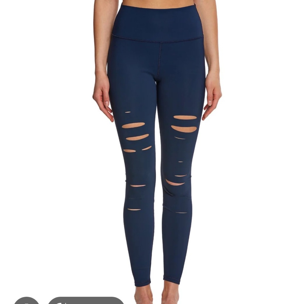 ALO Yoga Navy Ripped Warrior Leggings XXS